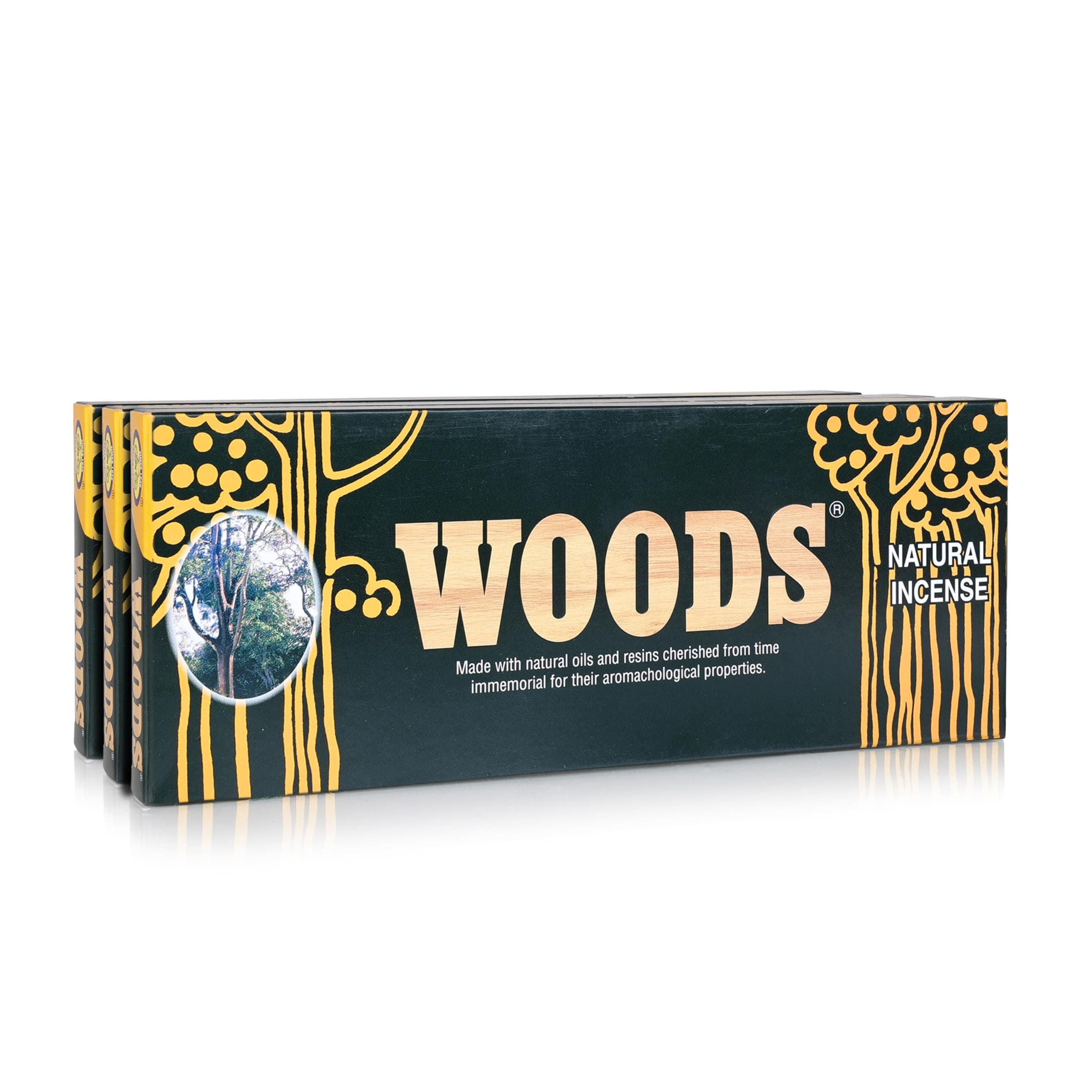Cycle Pure Woods Natural Incense Sticks, 9 Inch, Pack of 3 (70g Agarbatti Per Pack) | Lasts Upto 60 Mins per Stick | Woody, Sandal, Resin, Cedar, Masala, Amber, Natural Fragrance for Puja, Meditation