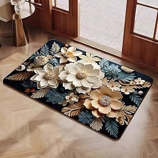 Non-Slip 3D Floral Bath Mat, Quick Dry Absorbent Silicone Floor Mat, Anti Skid Doormat for Bathroom, Home, Office, Living Room, Hallway Runner, Soft Cushion Carpet Rug (3D Flowers)