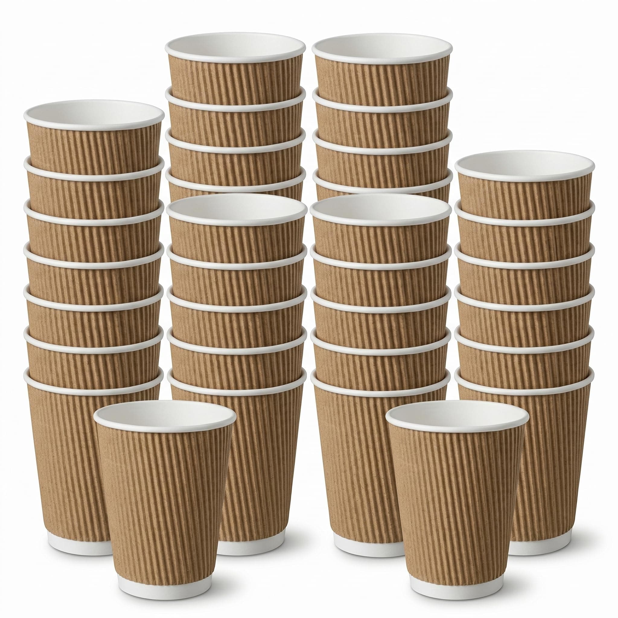 Eco Mary Brown Disposable Ripple Paper Cups | Eco-Friendly & Heat-Resistant Cups for Wedding, Party, Picnic, Cafes | Ideal for Tea, Coffee, Juice & Water (25, 150ml)