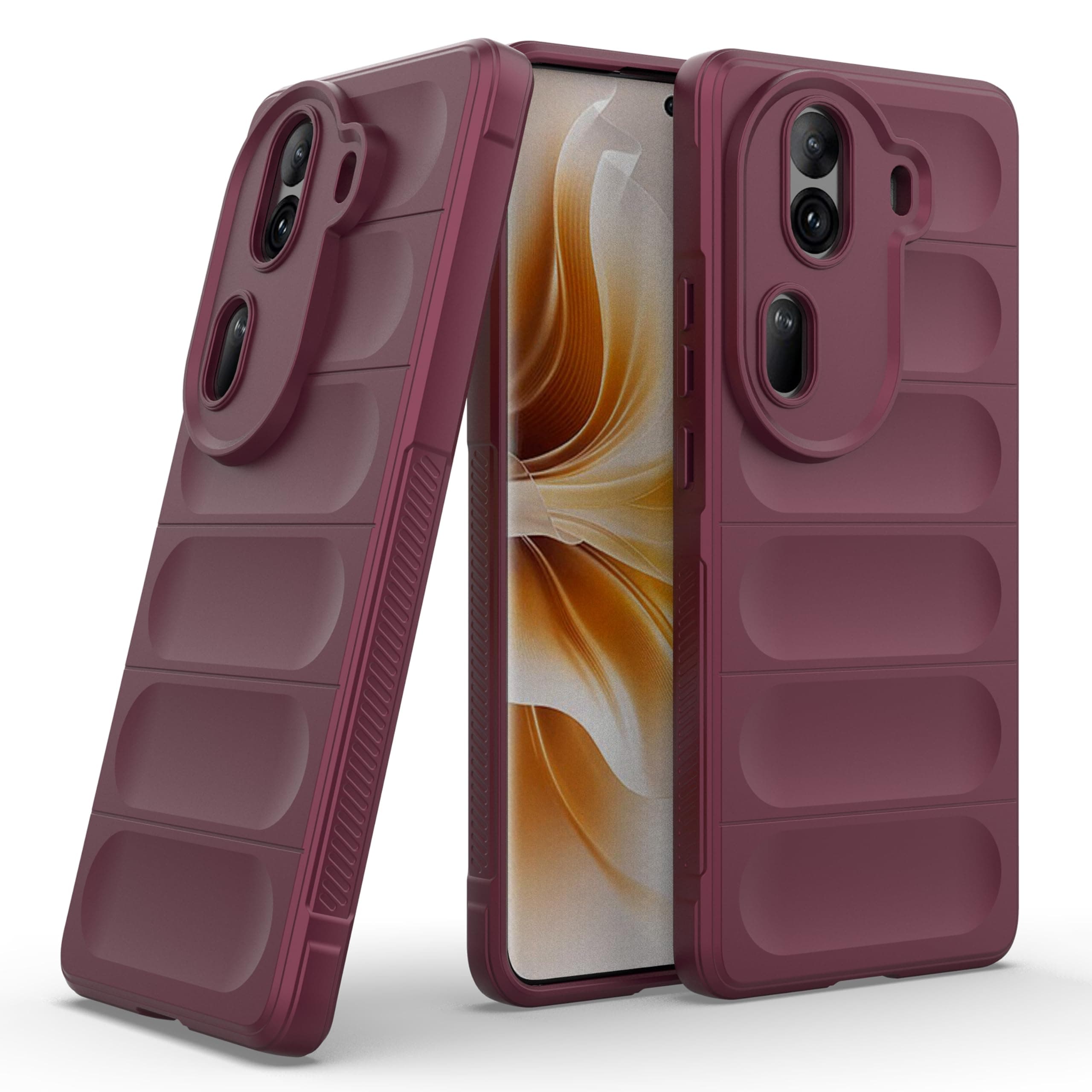 amazon basics Back Case Cover for Oppo Reno 11 Pro 5G | Compatible for Oppo Reno 11 Pro 5G Back Case Cover | Liquid Silicon Magic Case for Oppo Reno 11 Pro 5G with Camera Protection | Plum