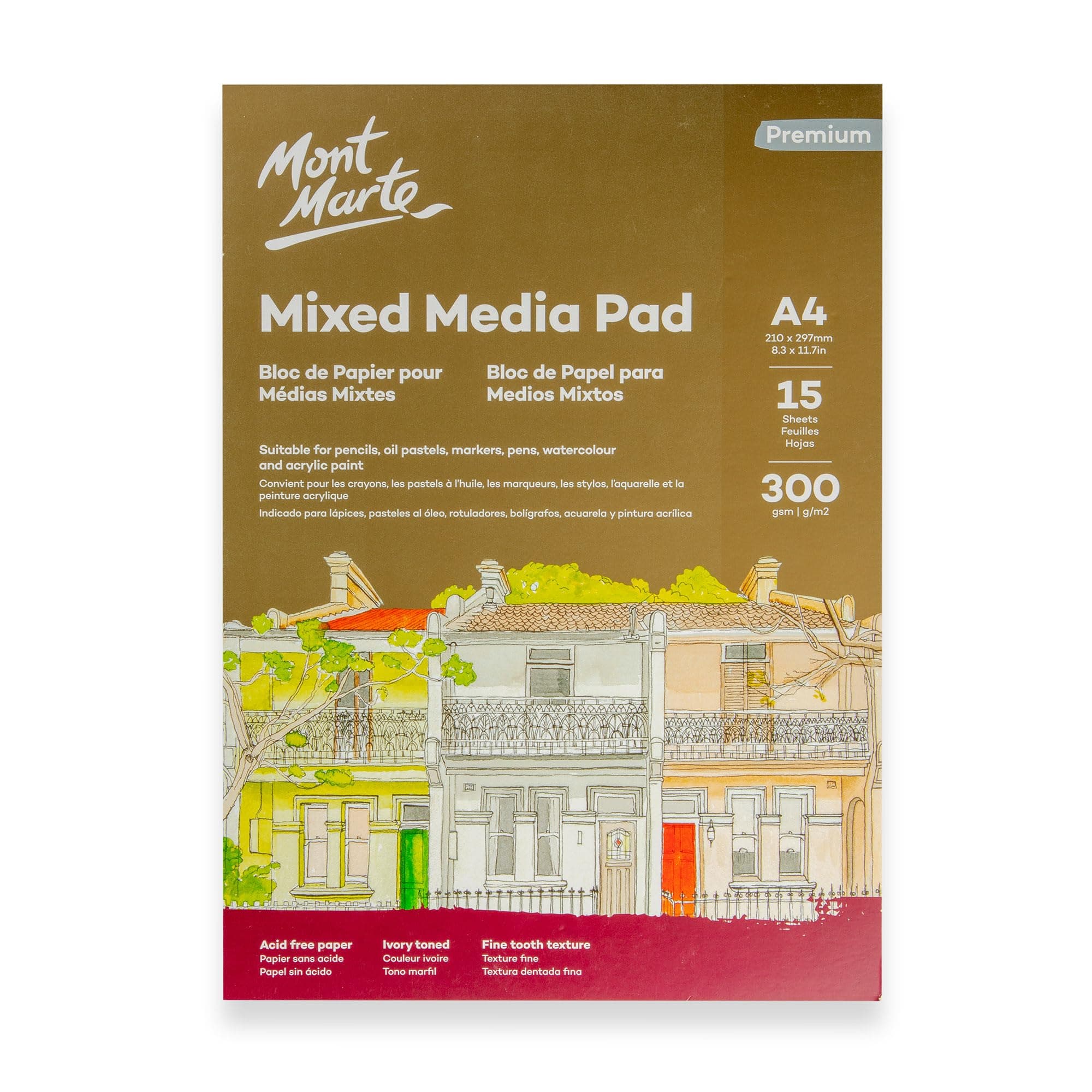Mont Marte A4 Mixed Media Pad, 15 Sheets