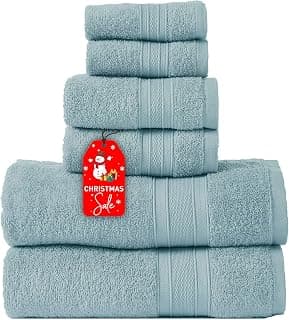 TRIDENT Towels for Bath, 100% Cotton, Highly Absorbent, Bathroom Towels, Super Soft, 6 Piece Towel Set (2 Bath Towels, 2 Hand Towels, 2 Face Towels), Soft Comfort, 500 GSM, Nile Blue