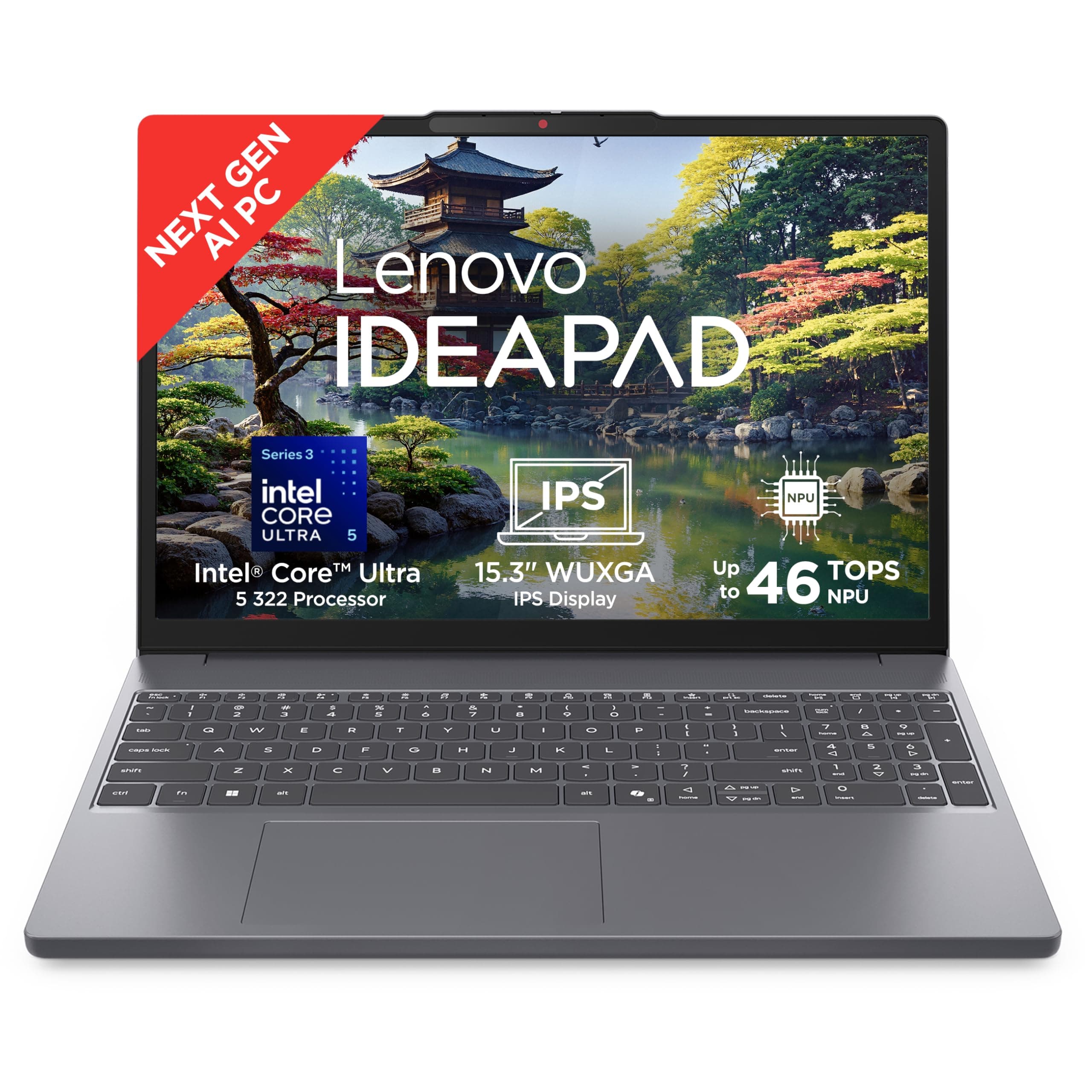 Lenovo IdeaPad Slim 3 Intel Core Ultra 5 322 Next-Gen AI PC (16GB RAM/512GB SSD/15.3" (38.8cm)/WUXGA IPS/Copilot+ PC/Windows 11/MSO 365 Basic+Office 2024/Backlit Keyboard/Grey/1.6Kg), 83UR009QIN