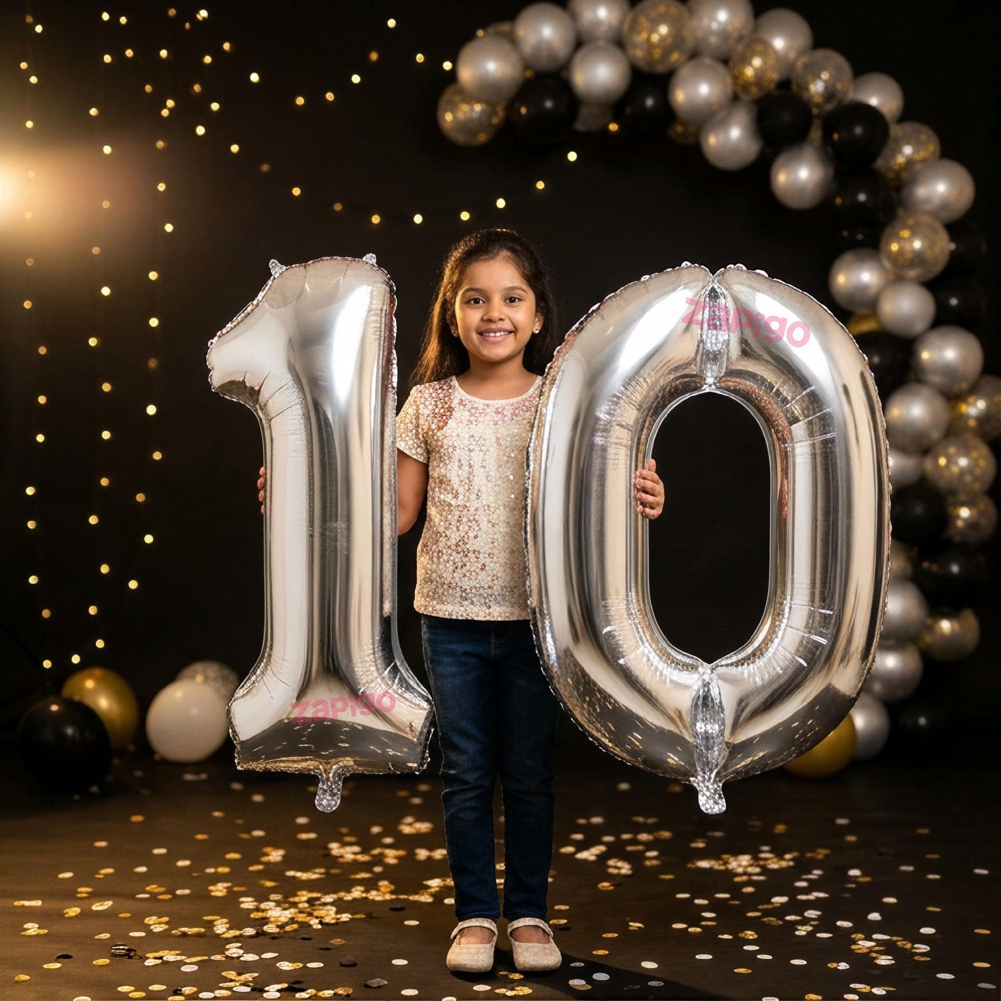 Balloonistics Silver 40-Inch Foil Number 10 Balloon - Fill with Helium or Air for 10th Birthday, Anniversary Party Decoration, Photo Booth Backdrop, Cake Table Decor