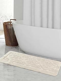 Saral Home KAKU Soft Cotton Durable & Washable Multipurpose Runner for Home/Kitchen/Living Area/Lobby/Office Entrance with Anti Skid Backing (Ivory, 45 Cm X 100 Cm)