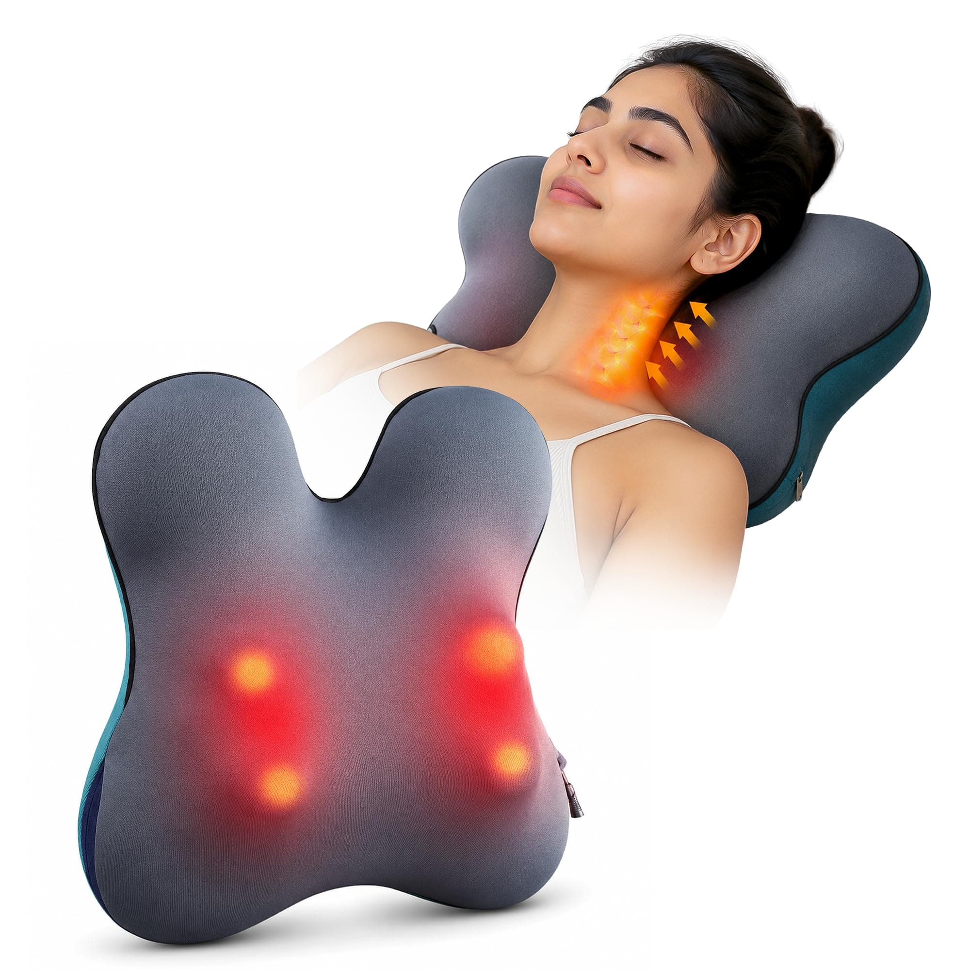 AROZZO CART Back and Neck Pillow Massager for Cervical Spine | Muscle Pain Relief, Lumbar Support, For Cars and Chairs, Multifunctional, Full Body Massage