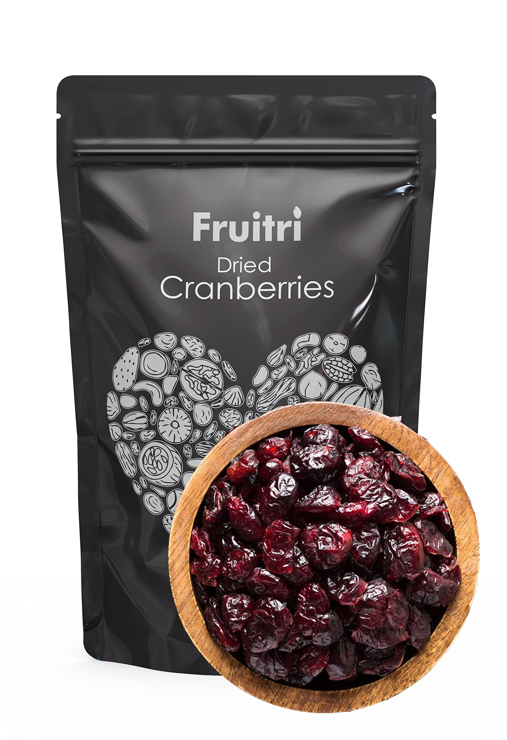 Fruitri Premium Californian Naturally Dried and Sweet Whole Cranberries | Real Dried Fruit | High Antioxidants, Dietary Fiber | Healthy Sweet Treats, 200g