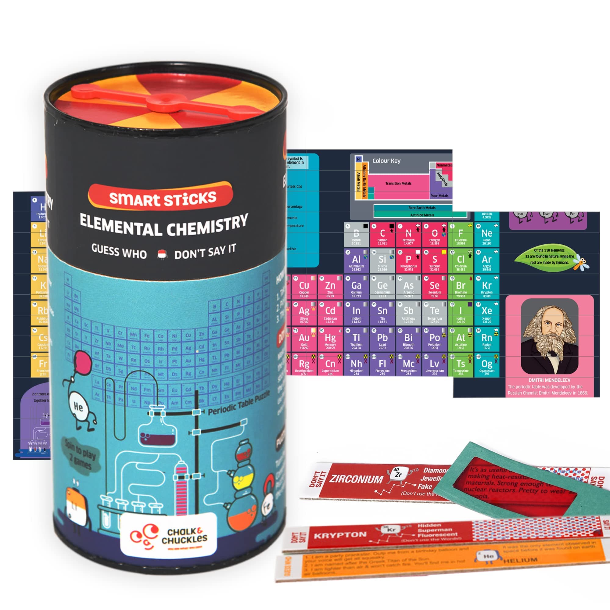 Chalk & Chuckles Science Toys, Smart Sticks Elemental Chemistry Game | STEM Puzzle, Periodic Table Educational Game for Kids Age 8-14 Years, Birthday Return Gift for Boys and Girls 9,10,11,12,13