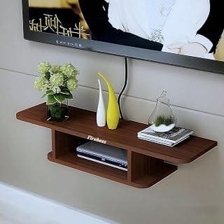 FireBees Wooden Wall Mounted TV Unit Stand | Floating Shelf Rack for Set-Top Box, WiFi Router, Dish Stand & Home Decor | Modern Engineered Wood TV Shelf for Living Room