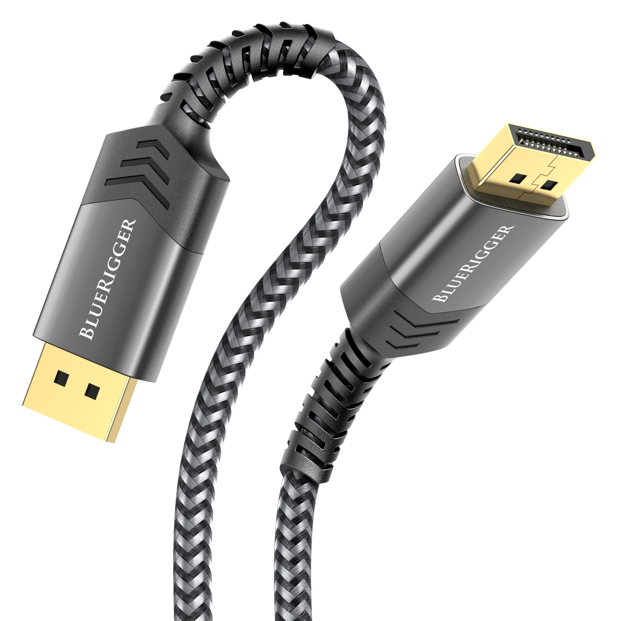 BlueRigger 8K DisplayPort (DP to DP) Cable - 6 feet - (up to 32.4 Gbit/s, UHD with 8K 60Hz or 4K 120Hz, Supports HBR3, DSC 1.2, HDR 10, Black) Series