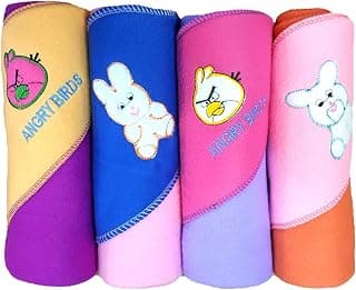 BRANDONN Baby Blankets Newborn Combo Pack of Rainbow A/C Blanket for Baby Wrapper for Baby Boys and Baby Girls, Pack of 4, Assorted