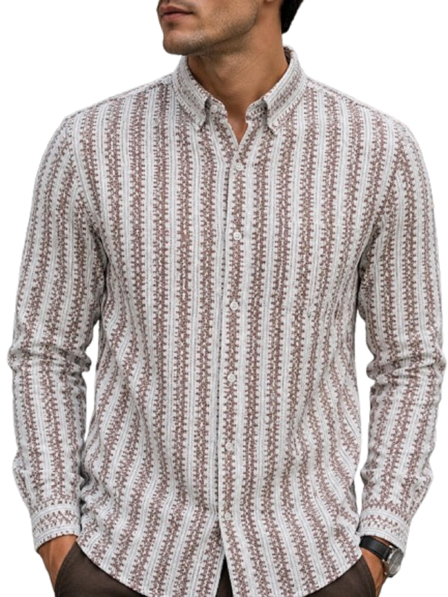 Lymio Men Shirt | Men's Striped Button Down Shirt – Slim Fit Casual & Resort Wear Shirts for Men | Premium & Trendy | Summer and Vacation Ready (Crazy-Full)