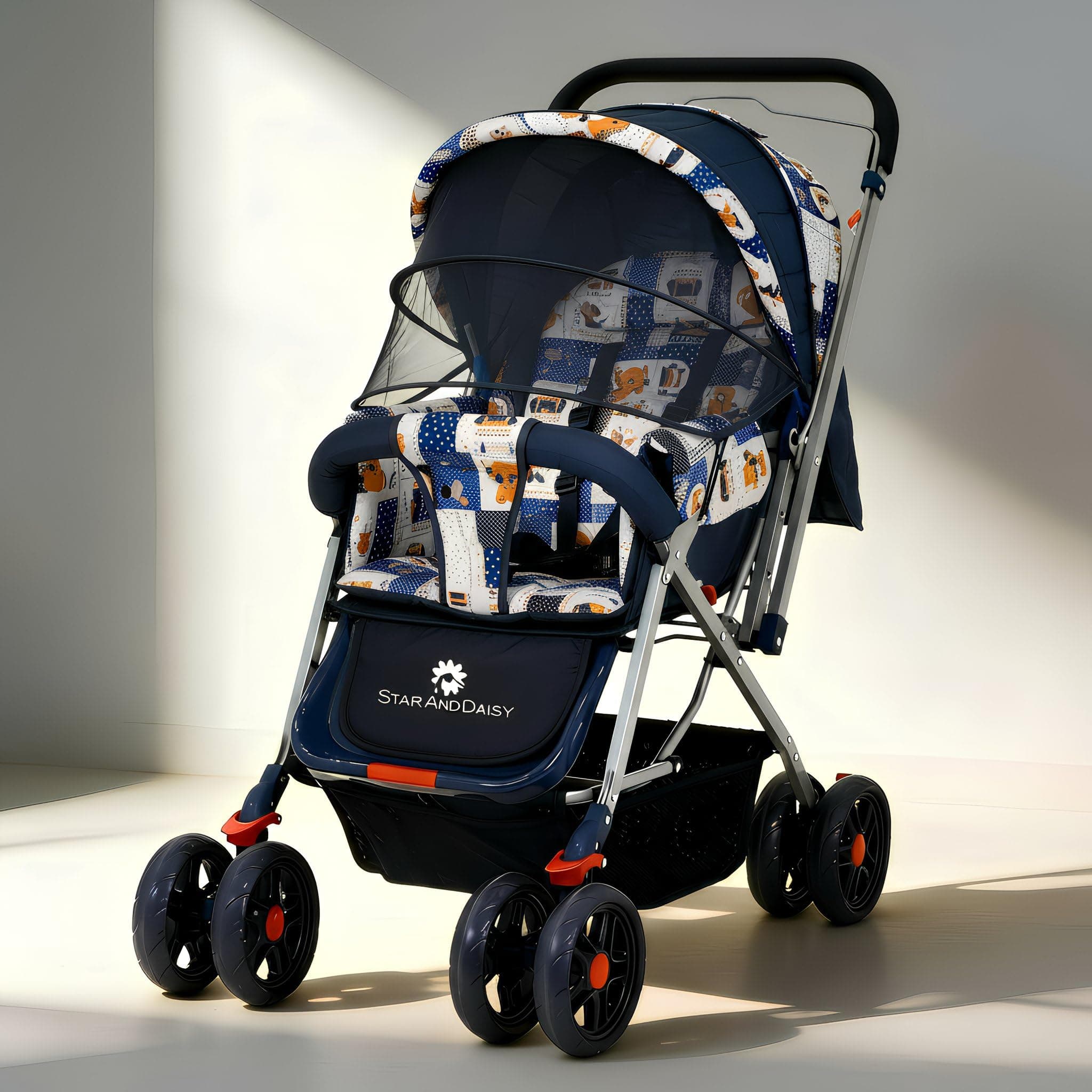 StarAndDaisy Stroller for Baby Boy & Girl 0 to 3 Years, Foldable Stroller, Compact Pram for Toddler with Reversible Handle, Multi-Recline Seat, 5-Point Safety Harness & Storage Basket