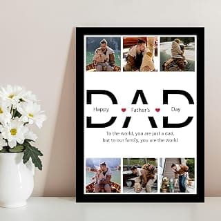 Personalised & Customized Gift For Father's Day Photo Frame Collage with Photo upload, DAD Photo Print with Framed For Birthday, Anniversary (Color: Black, A4)
