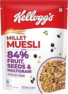 Kellogg's Millet Muesli with 84% Fruit, Seed & Multigrain| Power Breakfast | No Maida No Palm Oil | India's No 1 Muesli | 500g