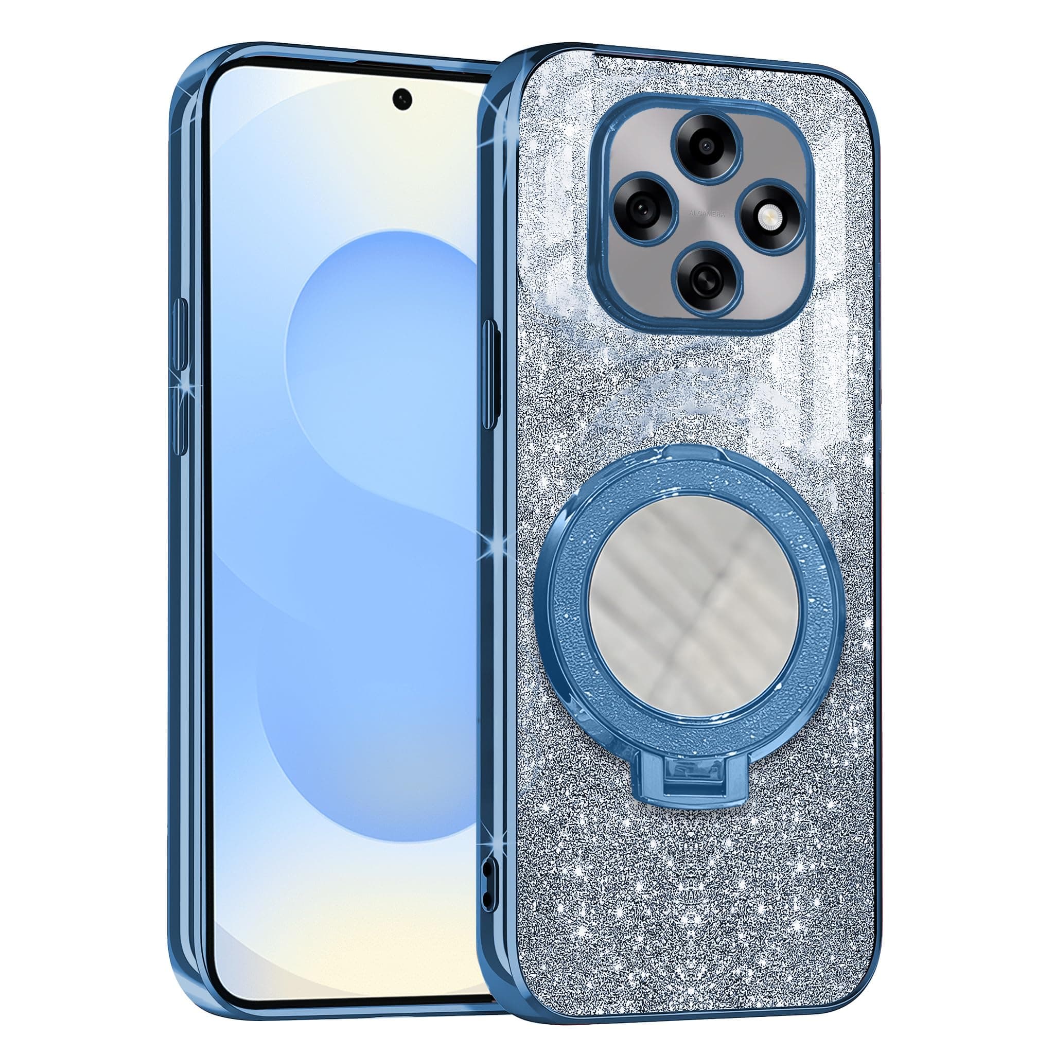 GADVIK Gradient Glitter Magnetic Ring Stand Case for Oppo F31 Pro 5G- Shockproof, Stylish & Durable Soft TPU Slim Protective Cover with Removable Glitter Paper (Blue)