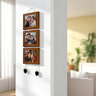 Art Street Photo Frame For Wall Set Wall Hanging Picture, Photo Frame For Home and Office Decoration (Set of 3, 5x5 Inch - Brown)