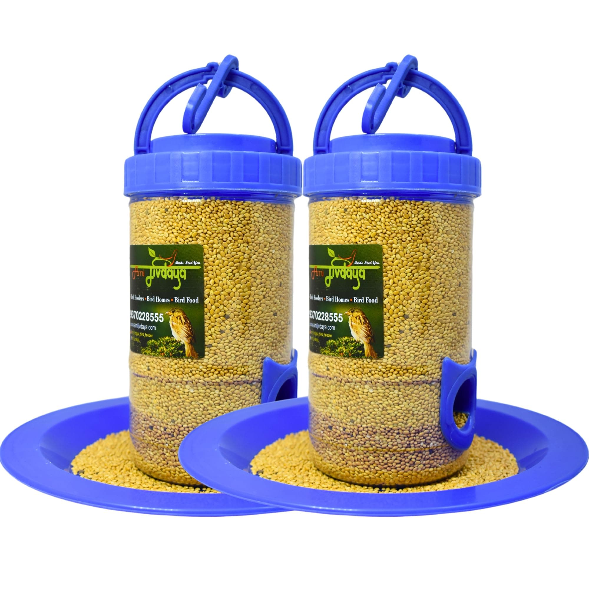 Skybeings Bird Feeder for Bird Food Small 2 Piece_Blue