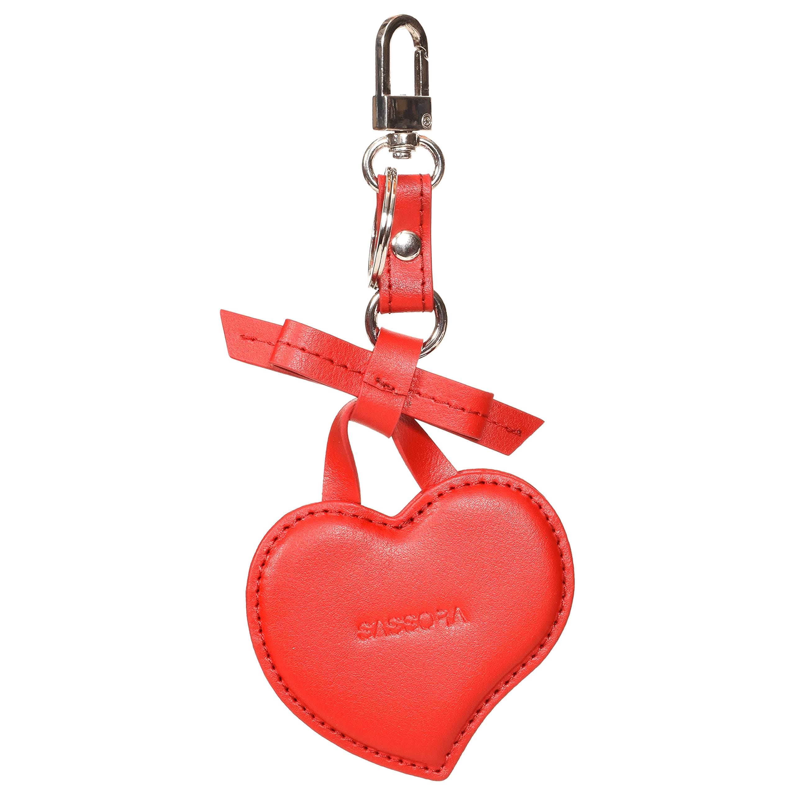 Sassora Genuine Leather Heart Bag Charm & Keychain | Stylish Accessory for Handbags, Purses & Keys | Ideal Gift for Women & Girls