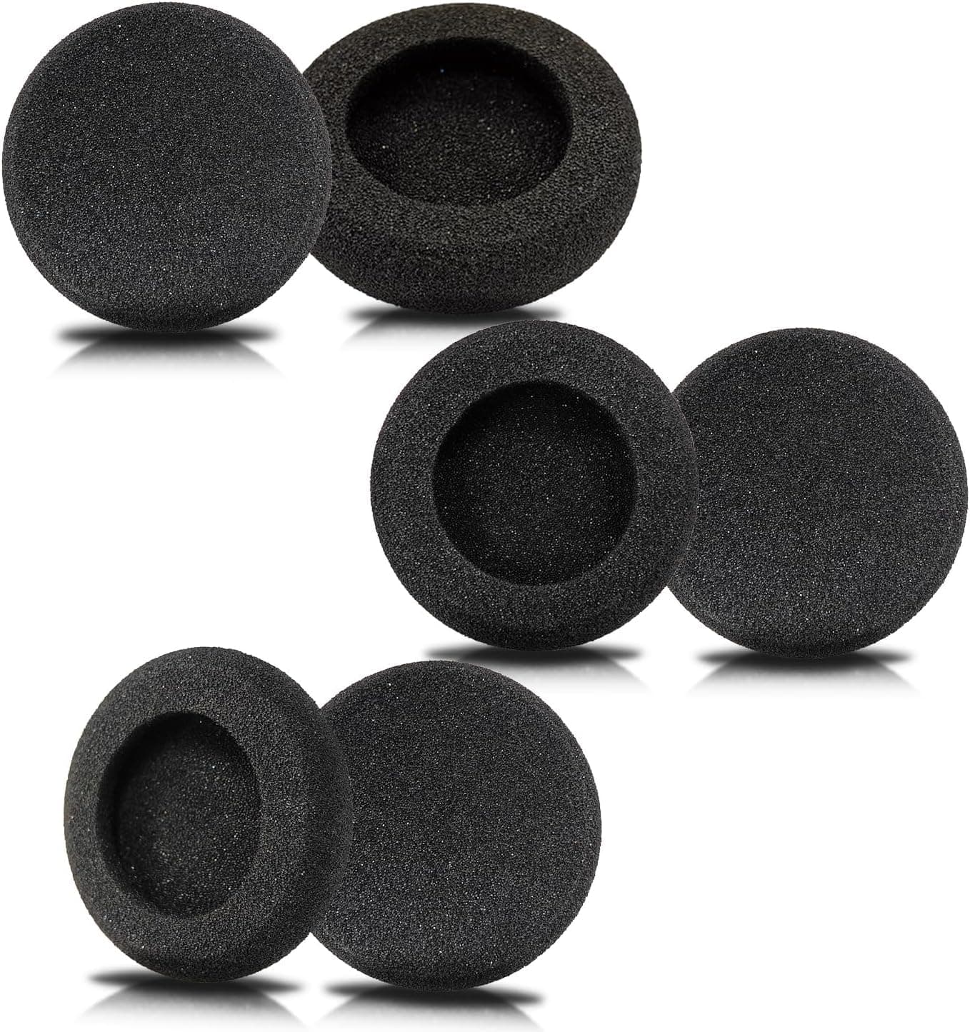 Sounce Replacement Earpads Cushion Ear Muffs Headphone Cushion (60mm / 6cm) 6Pcs 5mm Thick Replacement Earpads for Headphone Sponge Cover, High-Density Foam Ear Cushion Earmuffs - Black