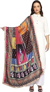 Weavers Villa Women's Poly Silk Digital Graphic Printed Ethnic Dupatta, Chunni, 2.25 Mtrs