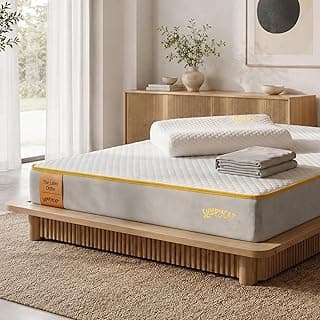 SleepyCat Latex Ortho Mattress Combo with Contour SoftTouch Memory Foam Pillow & Waterproof Mattress Protector | Firm Feel | Hypoallergenic Cover