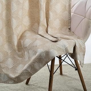 haus & kinder Printed Jacquard Door Curtain 7 Feet Long Pack of 1 Door Curtain, 7 Feet Curtain for Door (Palm Charm, Caramel Nature Design 130x213 CM)