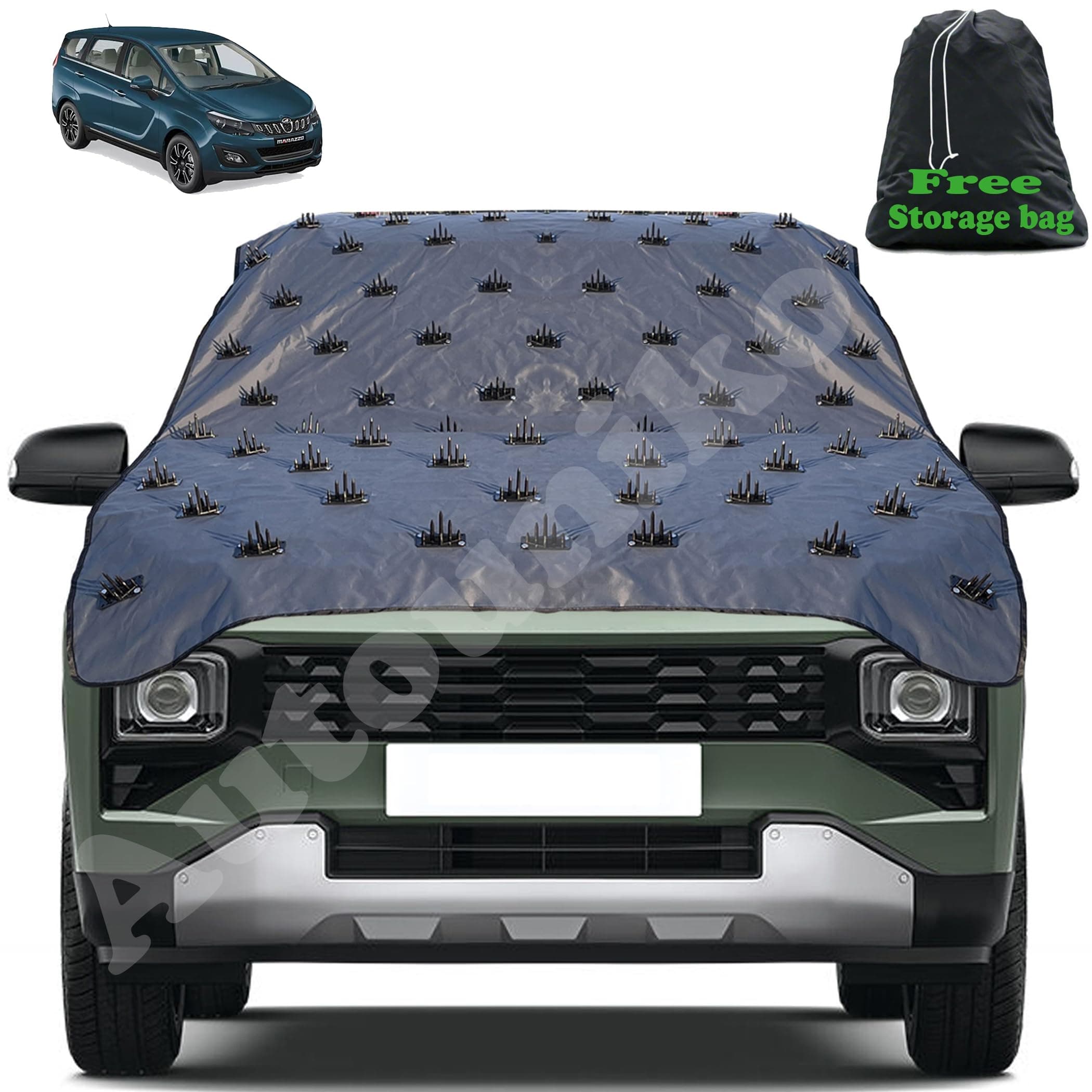 Autouniko Complete Protection Spike Car Cover for Mahindra Marazzo Protection from Street Dogs,Monkeys & Pets, Also Compatible with All Hatchback,Sedan,SUVs 16.5 Feet Universal Size
