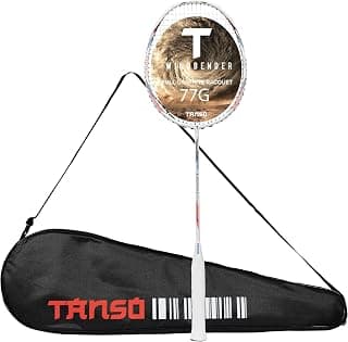 TANSO Windbender Full Graphite Ultra Light Weight Carbon Fibre Strung Badminton Racket (32 Lbs Tension, 680 mm Long, 77 Grams, Strung with Premium Strings and Full Racquet Cover)