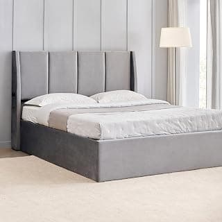 Home Centre Helios - Bravo | Engineered Wood | Hydraulic Storage | King Beds | Grey | 1 Year Warranty