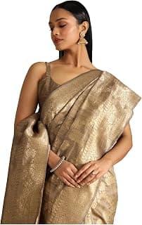 Soch Womens Tussar Floral Print Saree With Zari Woven