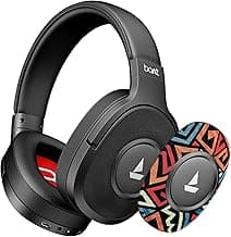 Boat Rockerz Plus 550, Customizable Earcups, 100H Battery, 50mm Drivers, Dual Pair, Stream Ad Free Music via App Support, Bluetooth Headphones, Wireless Headphone with Mic (Black Psyche)