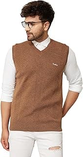 Kvetoo V Neck Sleeveless Winter Wool Sweater for Men