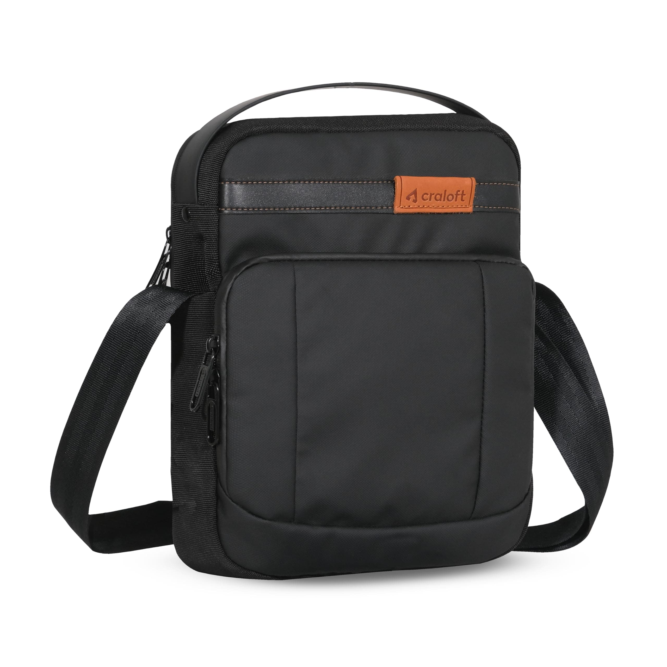 CRALOFT Unisex Sling Bag for Men | Office Travel Side Bag for Mobile, Passport & iPad | 10 Inch Small Crossbody Bag for Daily Use | Design, Black