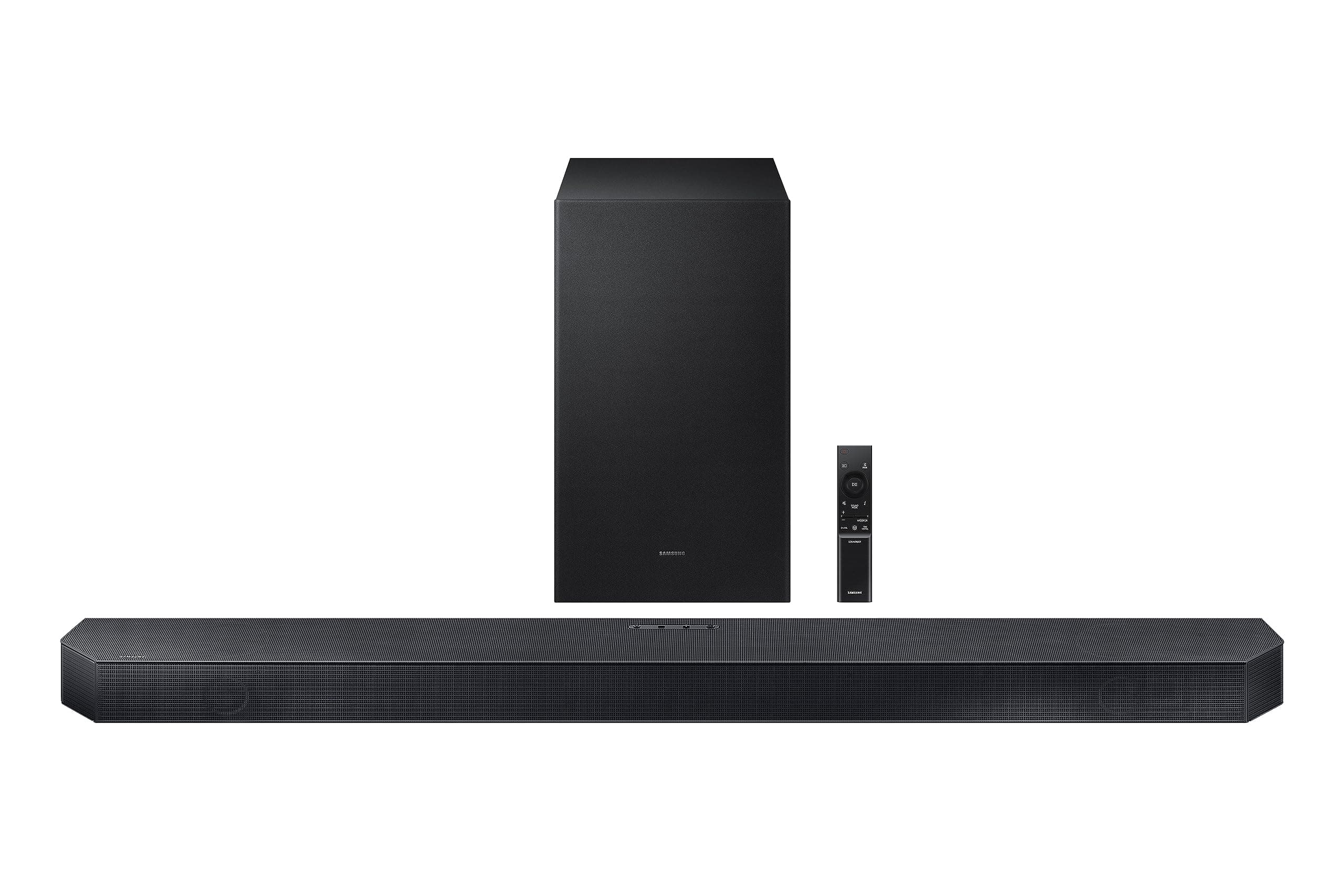Samsung 320 W True 3.1.2ch Soundbar with Dolby Audio | Q-Symphony | Center, Up-Firing Speakers | HDMI eARC | Optical in | Bluetooth 5.3 | Wireless Subwoofer (HW-Q600H/XL, Titan Black)