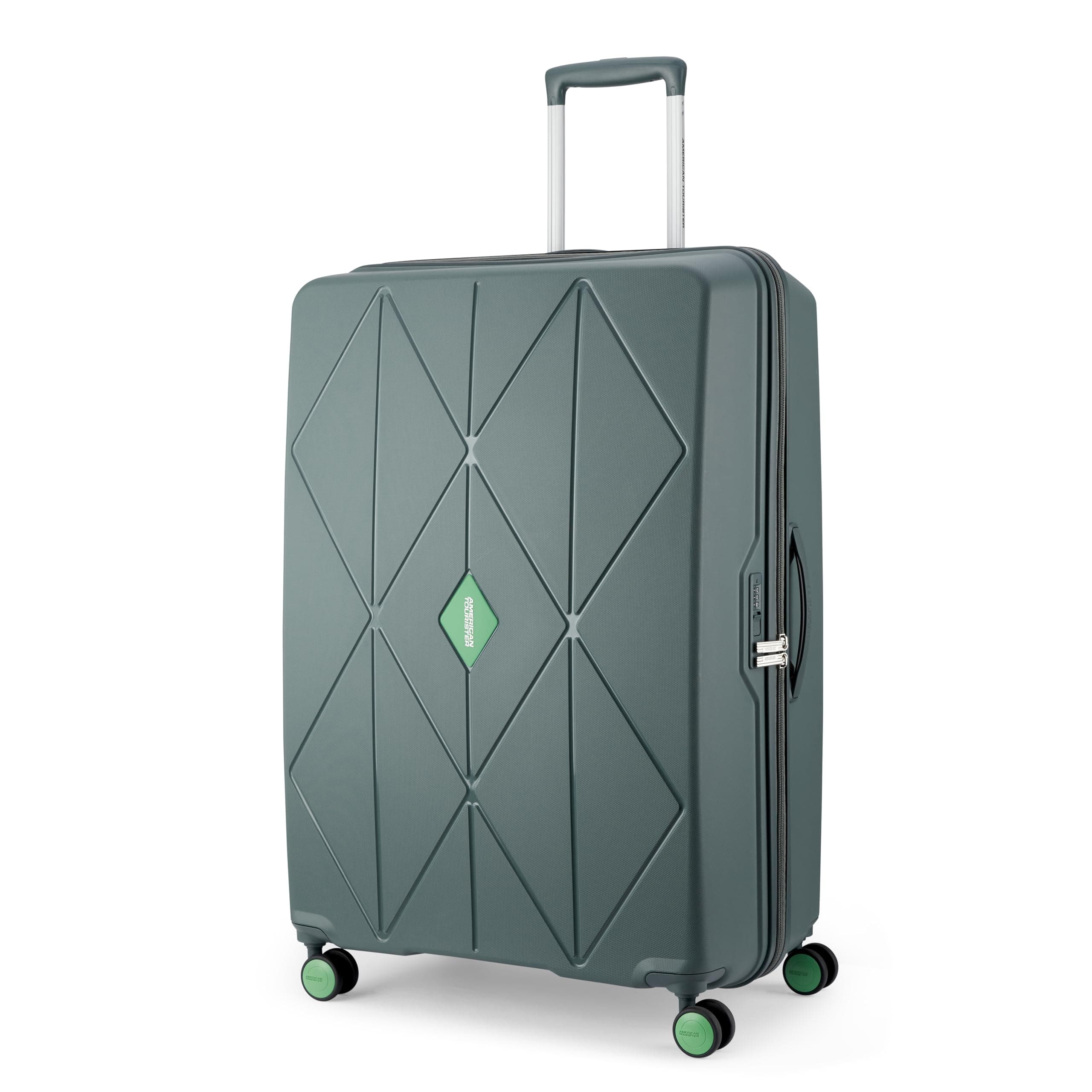 American Tourister Qubiz | Check-in Trolley Bag (80 cm) | 360° 8 Wheel Travel Luggage | Hard Case Polypropylene Suitcase | Recessed Combination Lock | Green