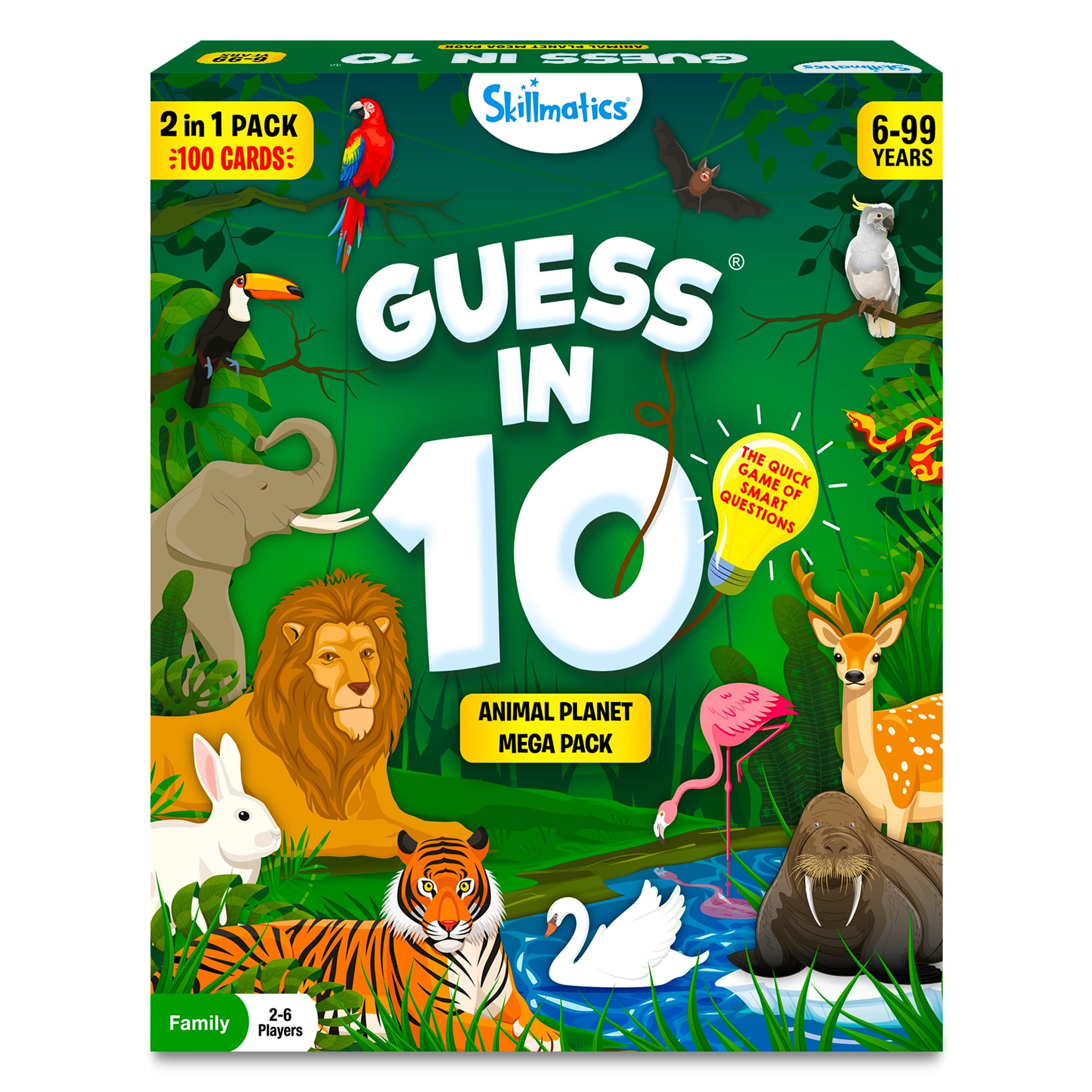 Skillmatics Guess in 10 Animals Megapack, Perfect for Boys, Girls, Kids, Teens, Adults Who Love Animal Card Games, Trivia, Travel Games, Gifts for Ages 6, 7, 8, 9, 10, and Up
