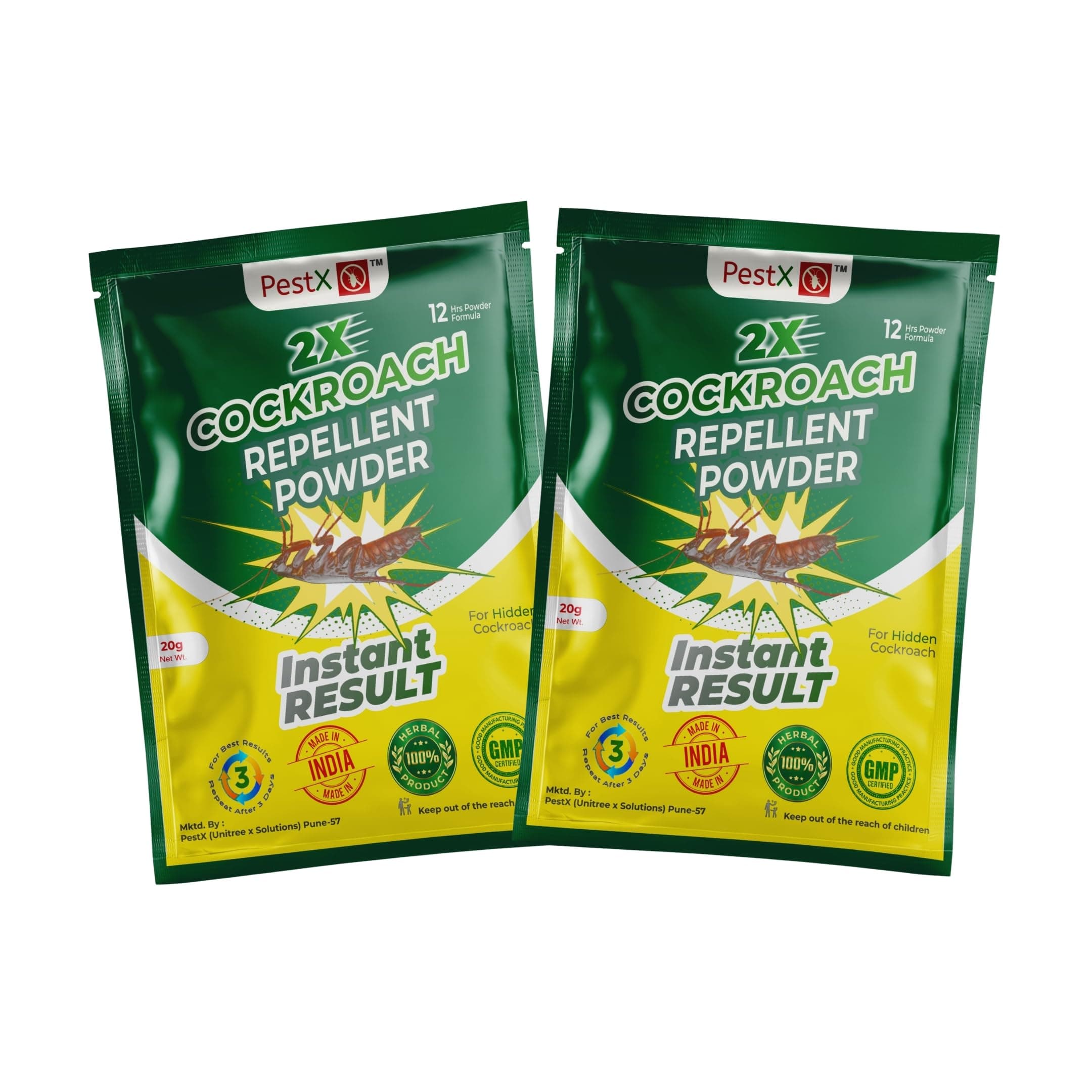 PestX Cockroach Repellent Powder 20g | Herbal-Based Pest Control Powder | Easy to Apply for Kitchen, Bathroom & Home Use | Indoor Insect Control Solution (1 BHK)