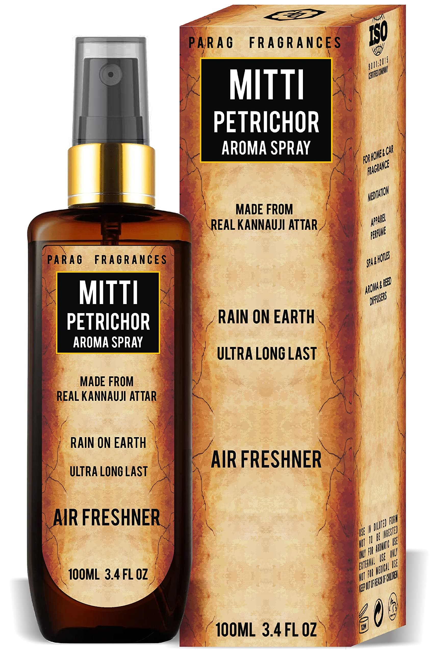 Parag Fragrances Essential Oil Room Spray Perfume For 24 Hours Freshness & Fragrance at Home/Spreading Positive Energy, Best For Relaxation, Air Freshener / 100ml (Mitti/Rain on Earth)