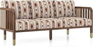 Urban Ladder Taran Teak Wood Sofa (Natural Herringbone)