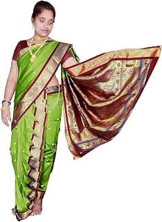 Women Soft Polysilk Saree | Regular Nauvari Paithani Saree with Blouse Piece | Suitable for Nauwari, Madisar, and South Indian Draping Styles | Stitch or Drape in Multiple Ways