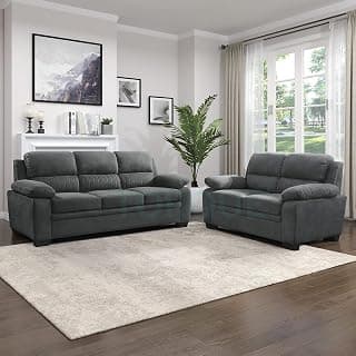Torque - Jett Plush Premium 3+2 Seater Sofa Set (Dark Grey) | Sectional Sofa 5 Seater 3 Plus 2 | 5 Seater Fabric Sofa for Living Room Office | 3 Year Warranty