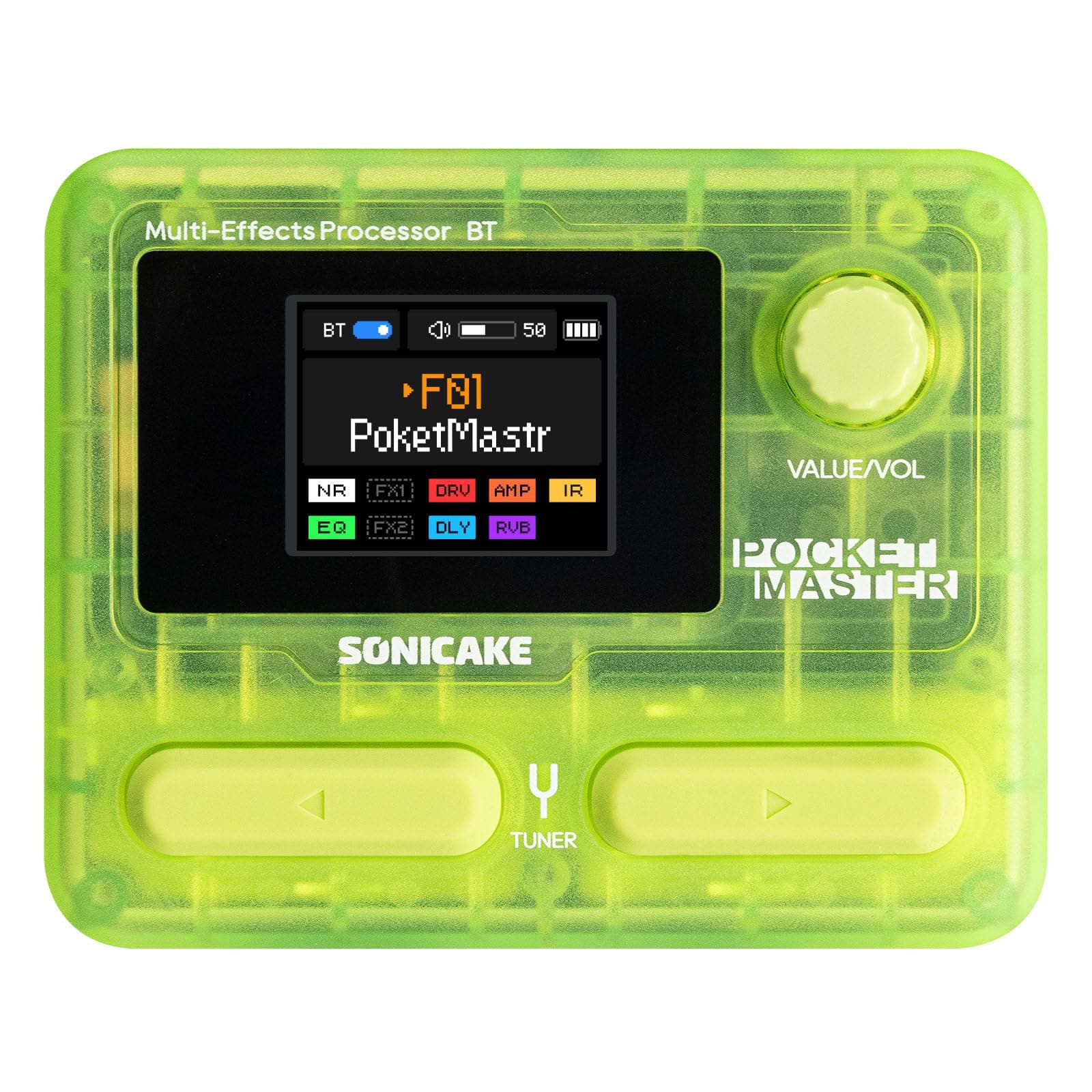 SONICAKE QME-10TGN Pocket Master-Multi Effects Guitar Pedal with 9 Effects Modules 100 Drum Rhythms and Looper 100 Presets 20 Amp/Cab Electric Guitar Effects Processor OTG USB Audio Interface BT