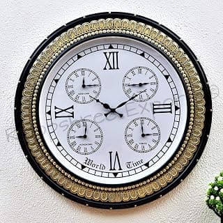 Vintage Clock Pine Wood Mdf Wall Clock (clock size : 24 x24 inch , dial size : 18 inch, Multicolour)