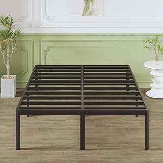Lutown-Teen 18 Inch High 78x72 King Metal Platform Bed Frame with Under Bed Storage Space-(Powder Coated_Black)