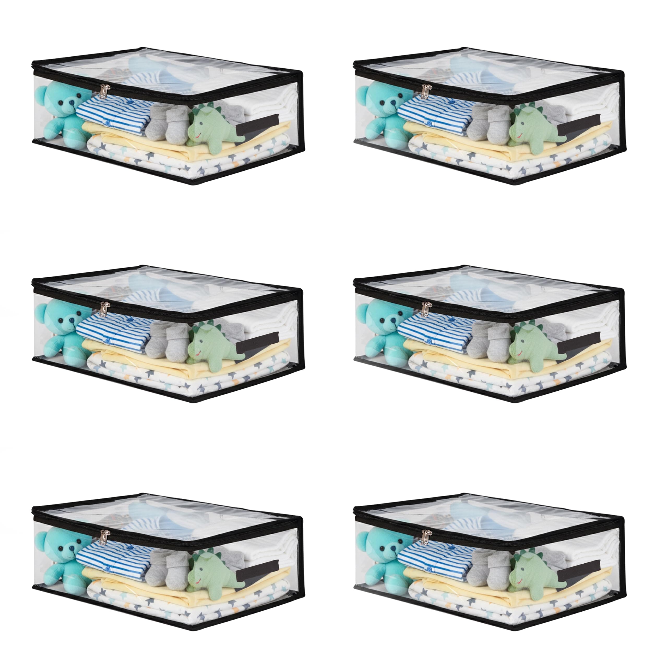 LIFESTICE Transparent Plastic Clothes Storage Bag (Pack of 6)|Clothes Organiser for Wardrobe|Organizer for Wardrobe|Saree Bags Storage|Saree Covers for Storage,18x12x6.5,inch