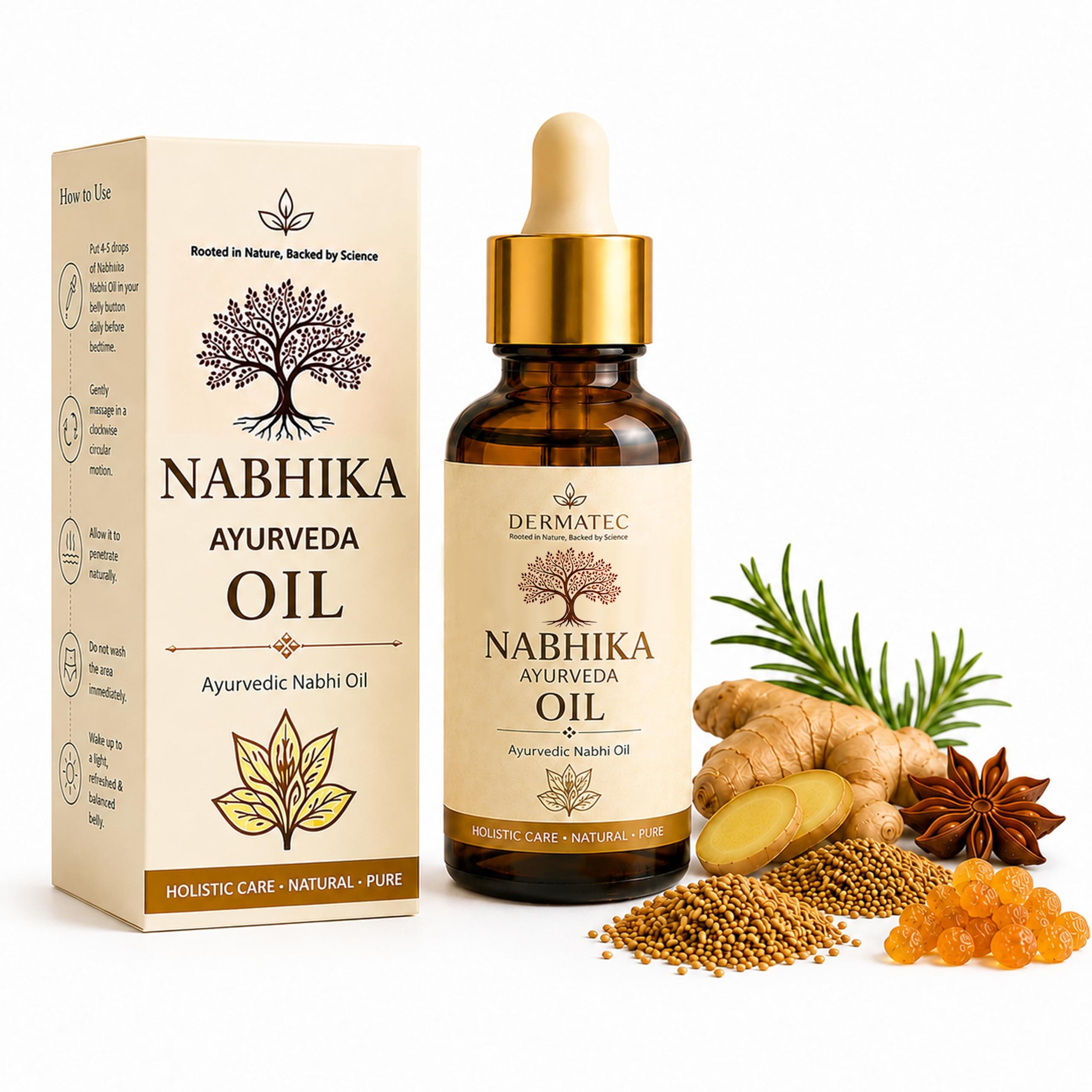 Nabhika Nabhi Oil, Belly Button Oil for Digestion & Detox | Nabhi Oil Ayurvedic for Weight Loss, Gut Health Support, Bloating Relief & Metabolism Wellness | For Men & Women (Pack of 1)