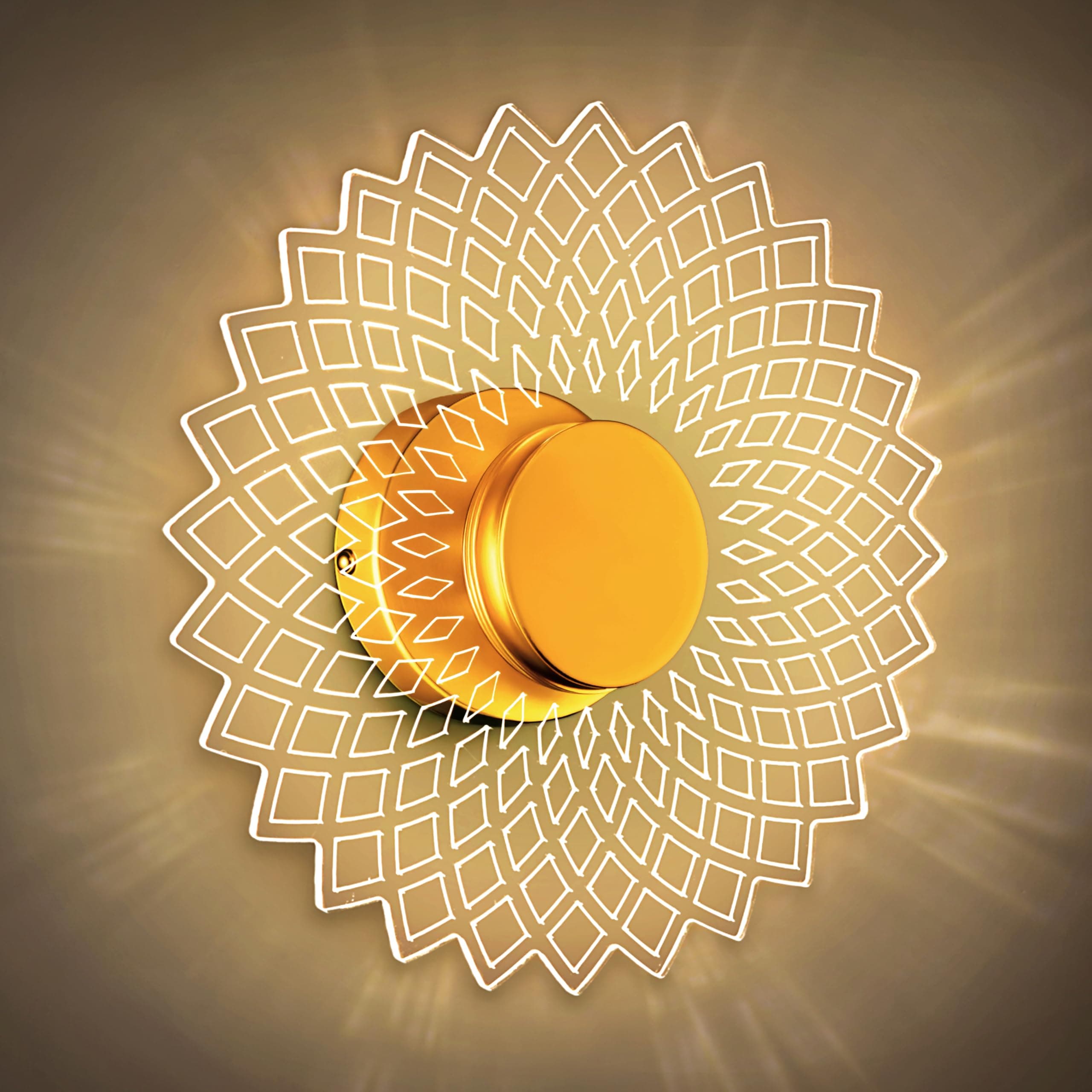 Lamp master Nova para 3-in-1 LED Wall & Ceiling Light | 23cm Decorative Acrylic Flower Lamp | Antique Gold Finish | Modern Home Wall Decor for Bedroom, Living Room, Hallway, Gifts, Home & Office