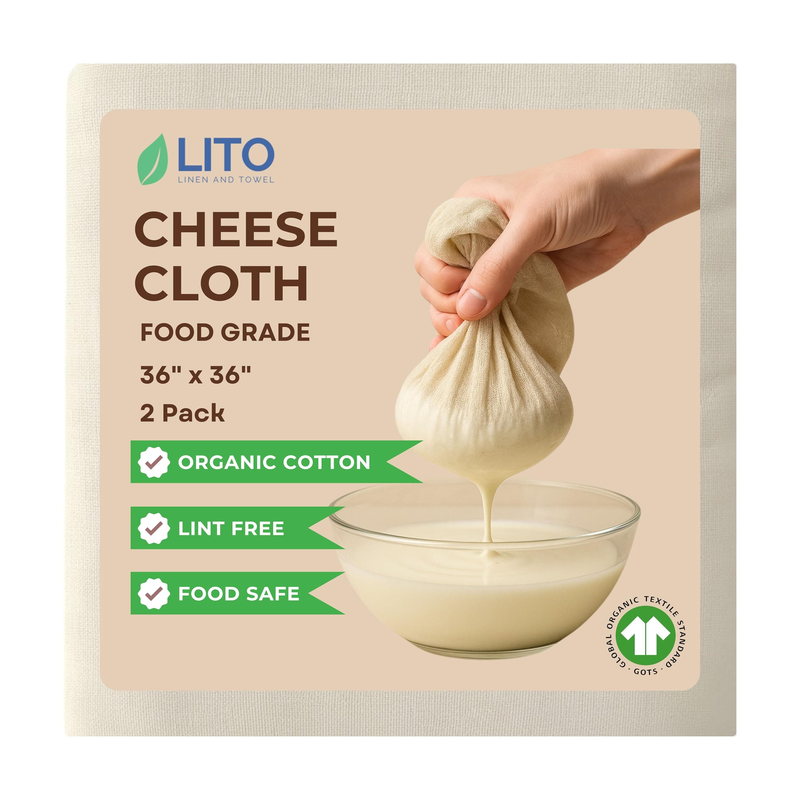 Muslin Cotton Cloth | 100% Organic Cotton Food-Grade | Multi-Purpose Muslin Cloth for Hung Curd, Paneer & Cheese Making, Idly & Momo Steaming, Roti Wrapping, Filtering (1 Meter| 36x36 Inch) 2 Pack