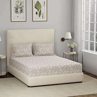 maspar Hermosa Eclectic Garden Enchant Printed Brown King Bed Sheet with Pillow Case